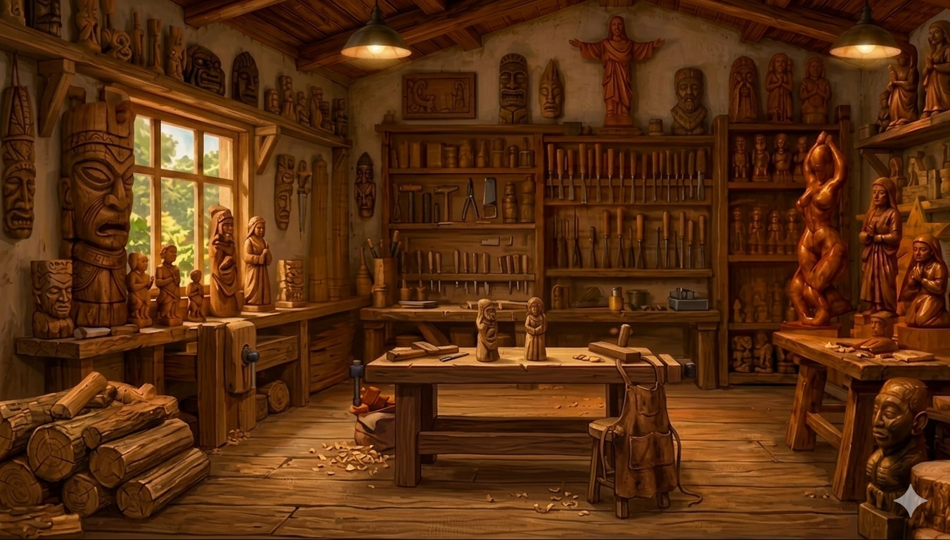 Taller de tallado con fondo vacío